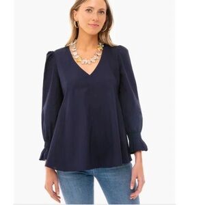 Pomander Place Navy Easton Blouse, XS